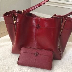 Red Tory Burch wallet & purse combo